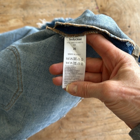 See By Chloe Indigo Denim Skirt Size 26 | Boho Western Chic Fringe Raw Hem - Picture 7 of 11